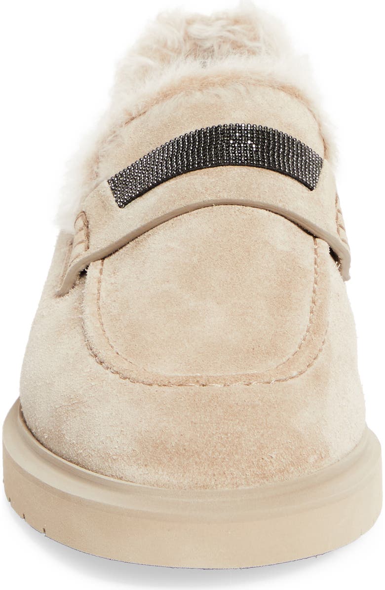 Brunello Cucinelli Monili Genuine Shearling Lined Loafer, Alternate, color,