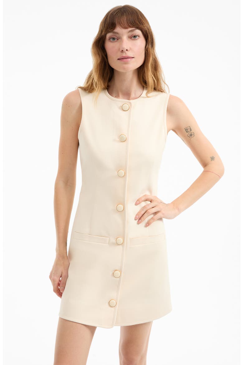 Whistler Contrast Trim Sleeveless Dress, Alternate, color, ECRU