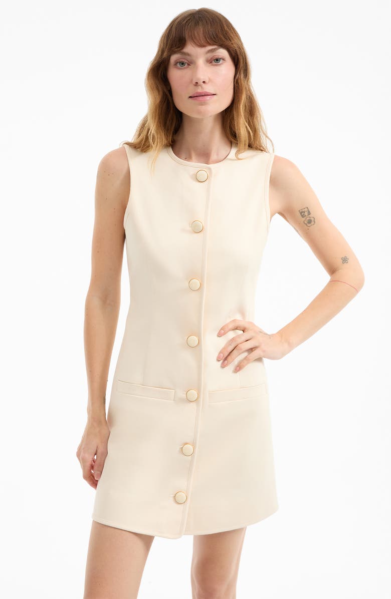 Veronica Beard Whistler Contrast Trim Sleeveless Dress, Alternate, color, 