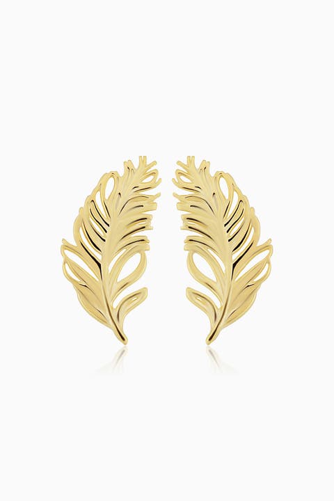 10K Gold Fine as A Feather Studs Earrings
