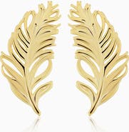 Oradina 14K Gold Fine as A Feather Studs Earrings