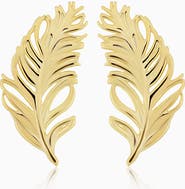 Oradina 14K Gold Fine as A Feather Studs Earrings
