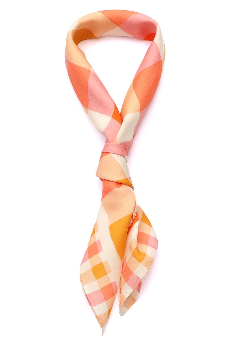 beach plaid cotton & silk scarf, Alternate, color, ORANGE MULTI