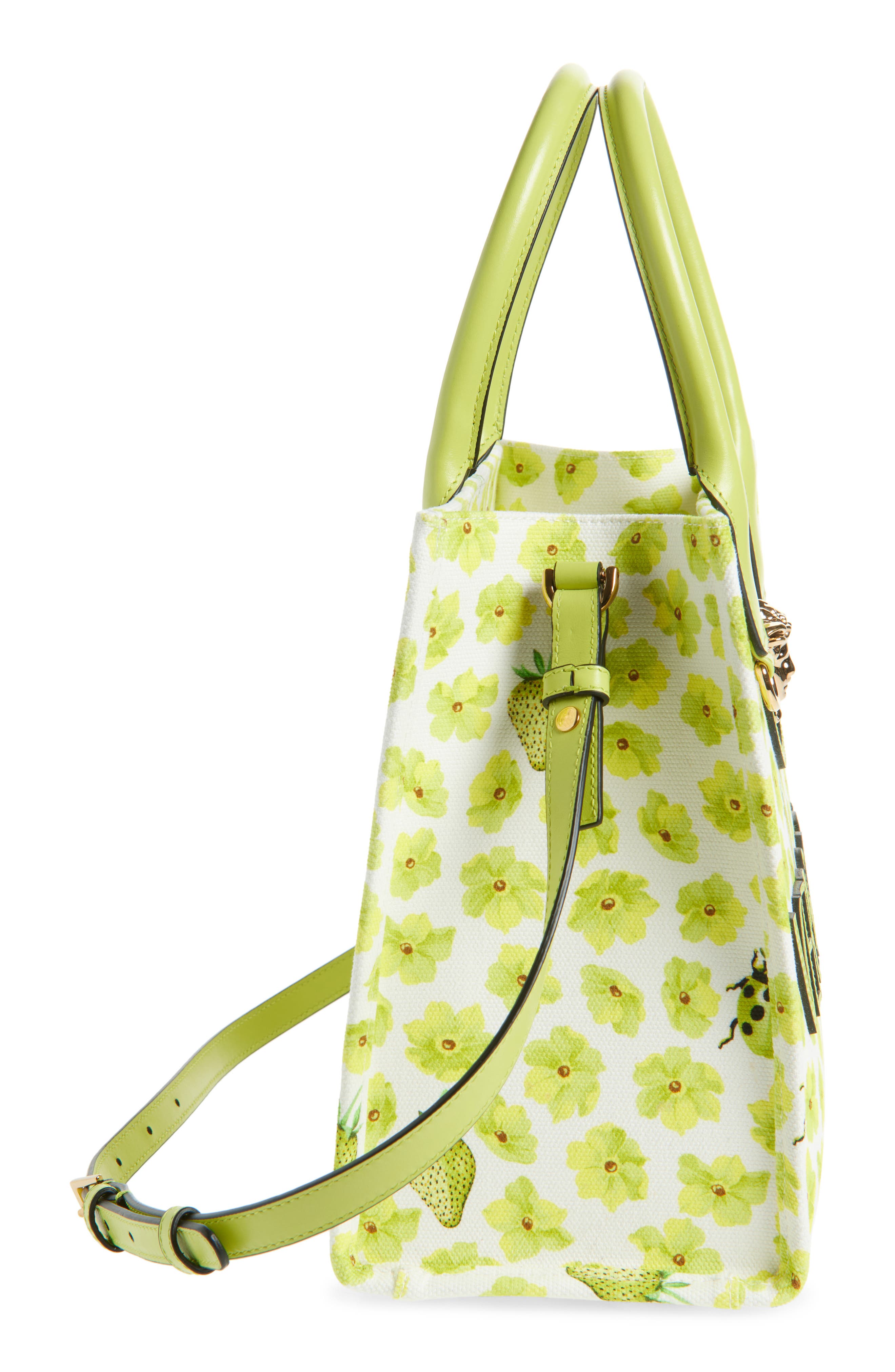 Versace Small Strawberry Canvas Medusa Tote, Alternate, color, 