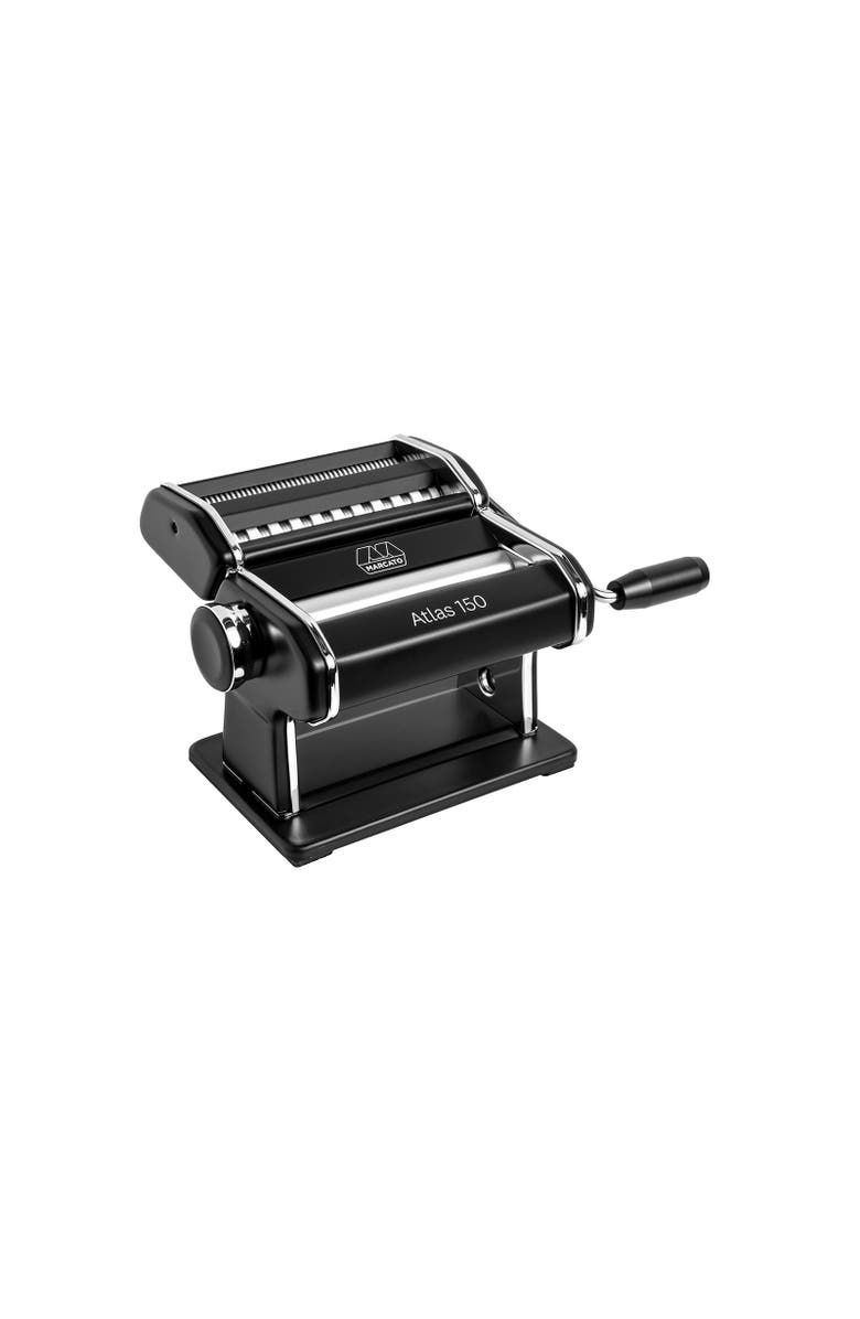 Marcato Atlas 150 Pasta Machine with Cutter, Hand Crank, and Instructions, Made in Italy, Main, color, Black