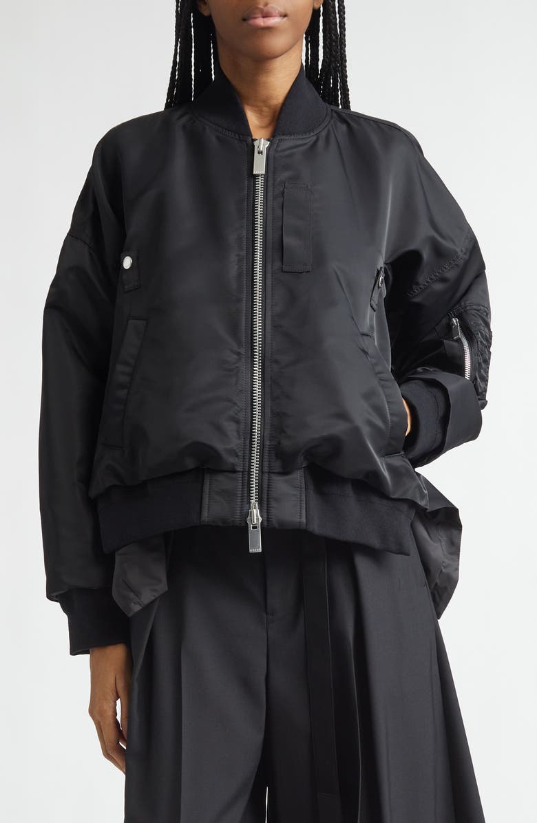 Sacai Nylon Twill Jacket, Main, color, Black