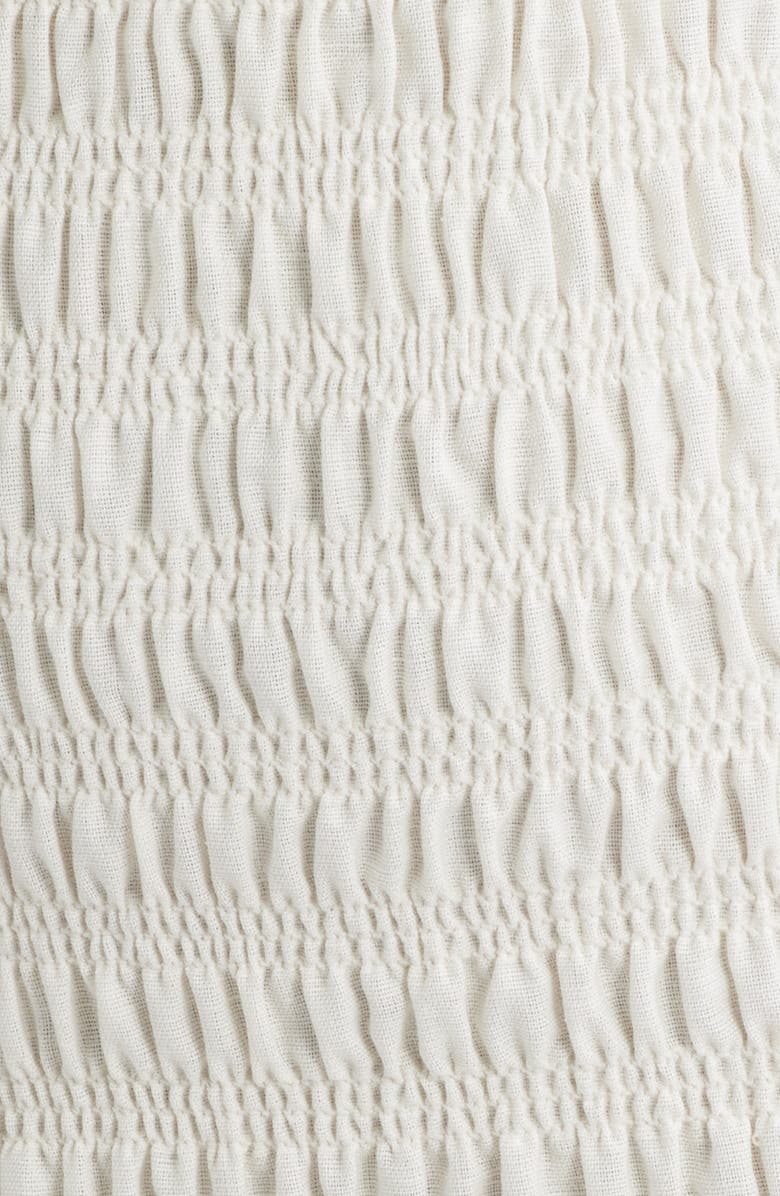 Topshop Shirred Linen Midi Sundress, Alternate, color, Ivory