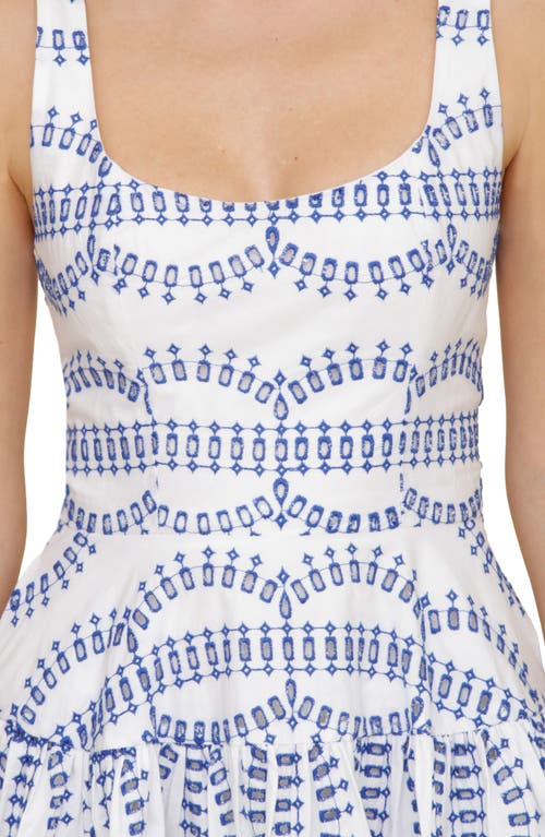 Avec Les Filles Cotton Eyelet Fit & Flare Minidress In Blue