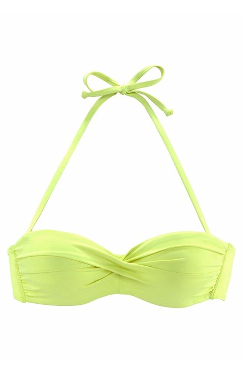 LASCANA Twist Bandeau Bikini Top Size 34D, Alternate, color, Bright Green