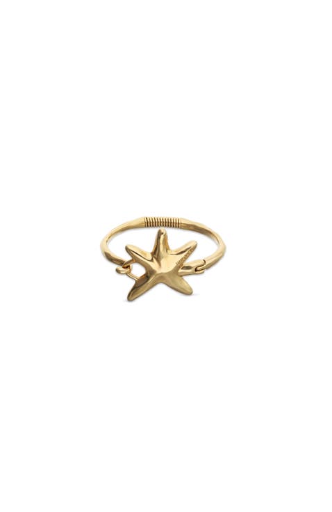 Gold-Tone Rigid Star Bangle Bracelet