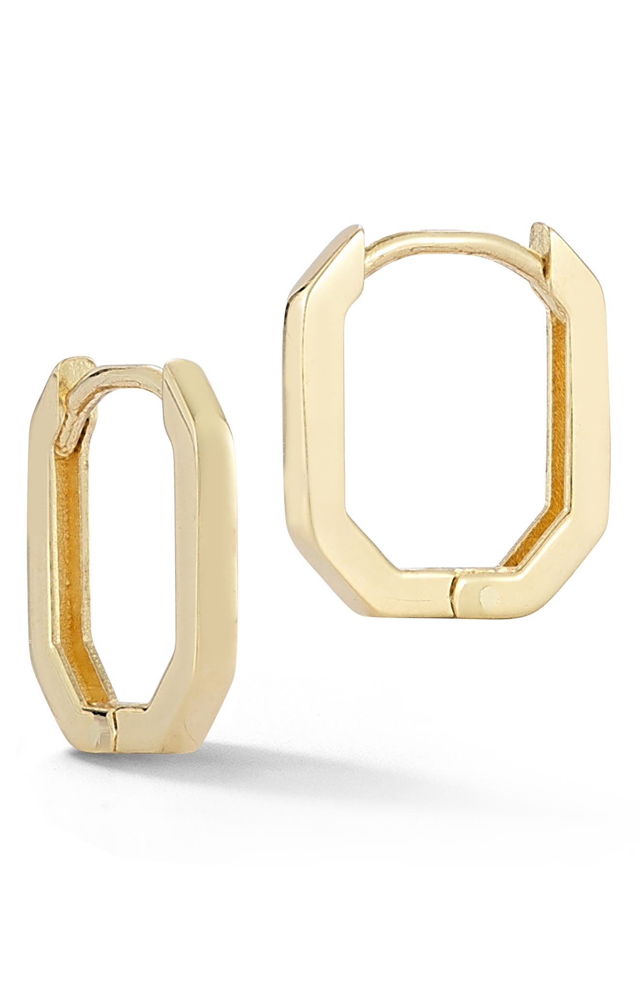 Ember Fine Jewelry 14K Gold Octagon Huggie Hoop Earrings
