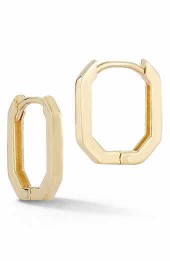 Ember Fine Jewelry 14K Gold Octagon Huggie Hoop Earrings
