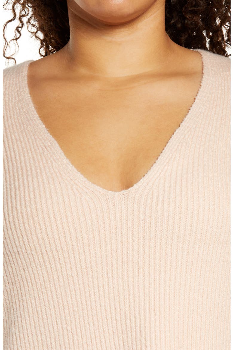 V-Neck Sweater, Alternate, color, PINK HERO