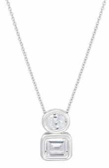 Double Stone Sterling Silver Pendant Necklace