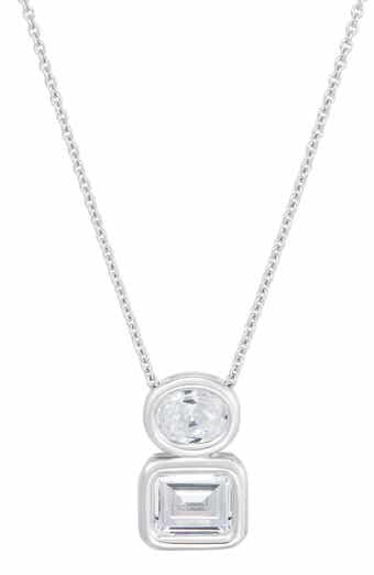 Double Stone Sterling Silver Pendant Necklace