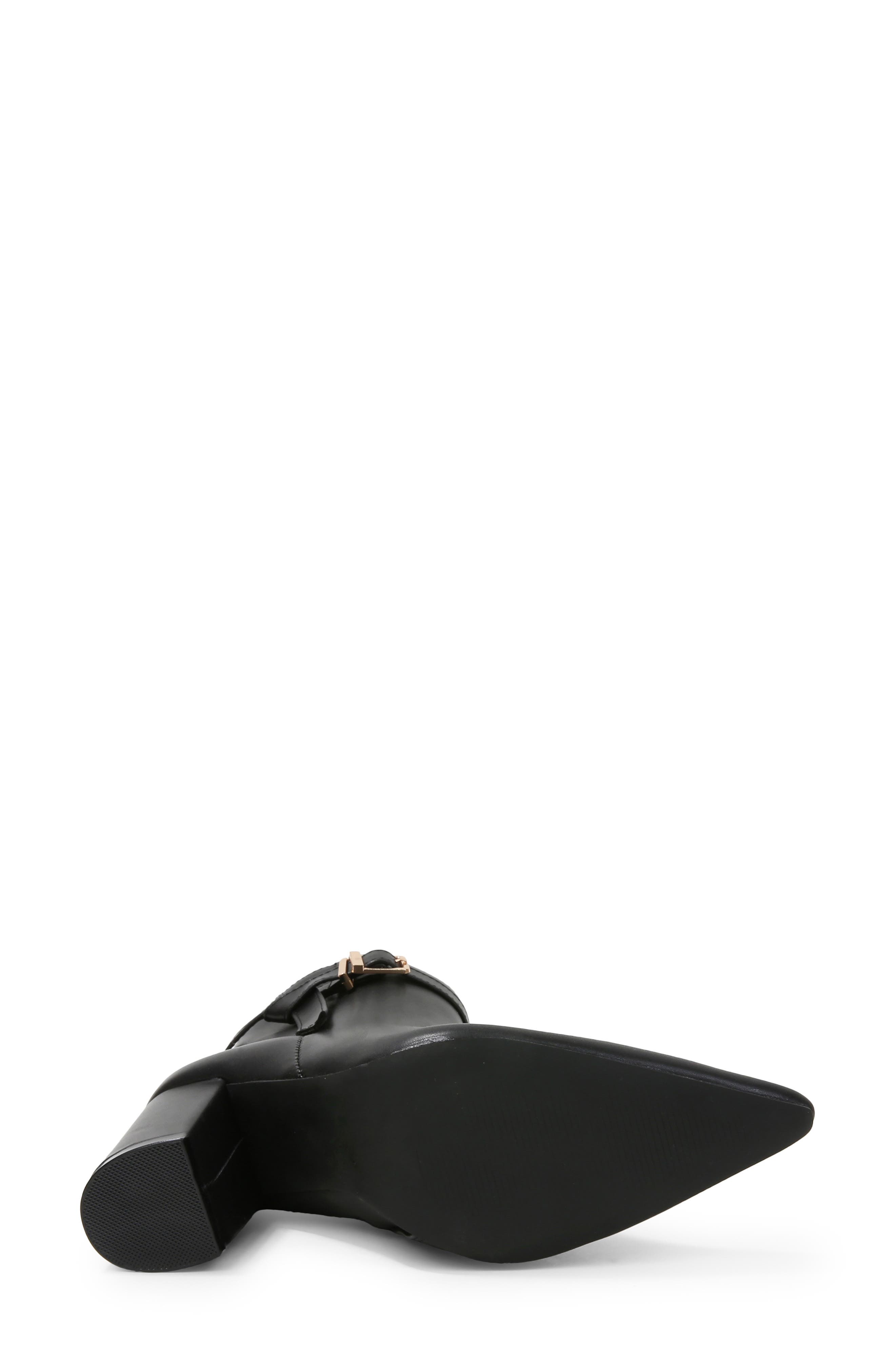 Blanche Faux Leather Pointed Toe Bootie, Alternate, color, BLACK