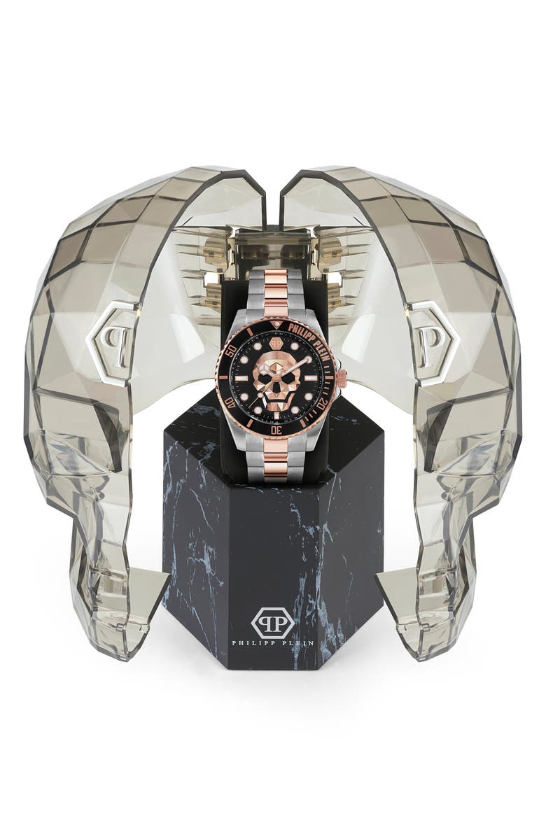 PHILIPP PLEIN The $kull Carbon Fiber Dial Bracelet Watch, 44mm, Alternate, color, Tt Iprg/Ss