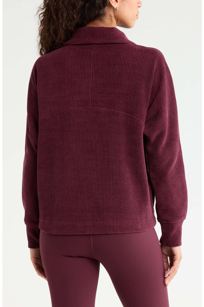 Half Zip Waffle Stitch Sweatshirt, Alternate, color, BURGUNDY STEM