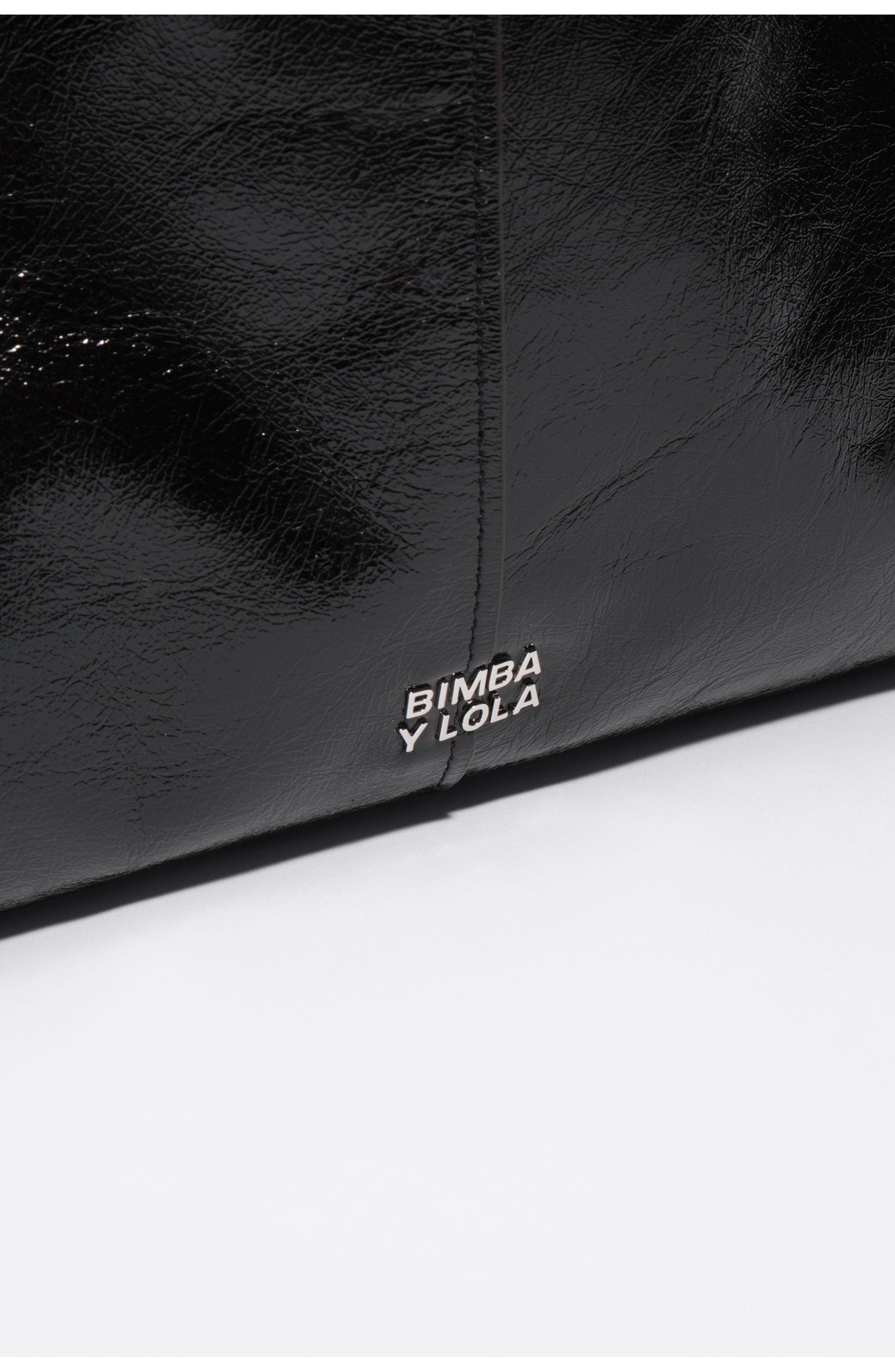 Shiny leather maxi shopper bag, Alternate, color, BLACK