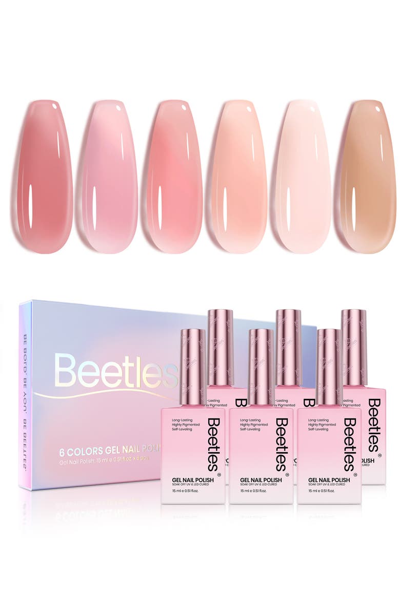Beetles Neutral Nude Gel Polish Set 6 Colors, Main, color, Light Pink Jelly