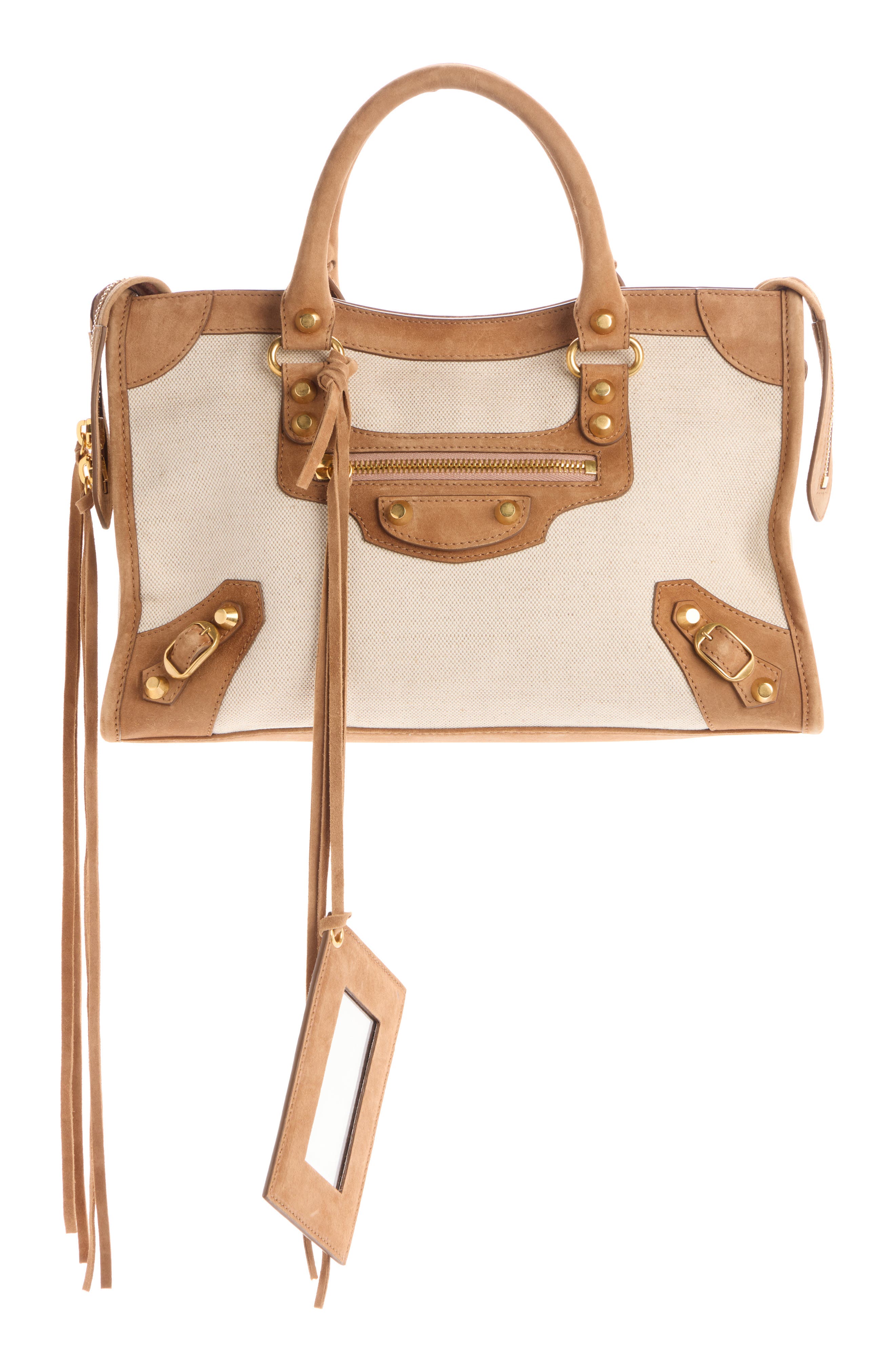 Balenciaga Small Le City Canvas & Leather Bag, Main, color, 9226 Natural/ Camel