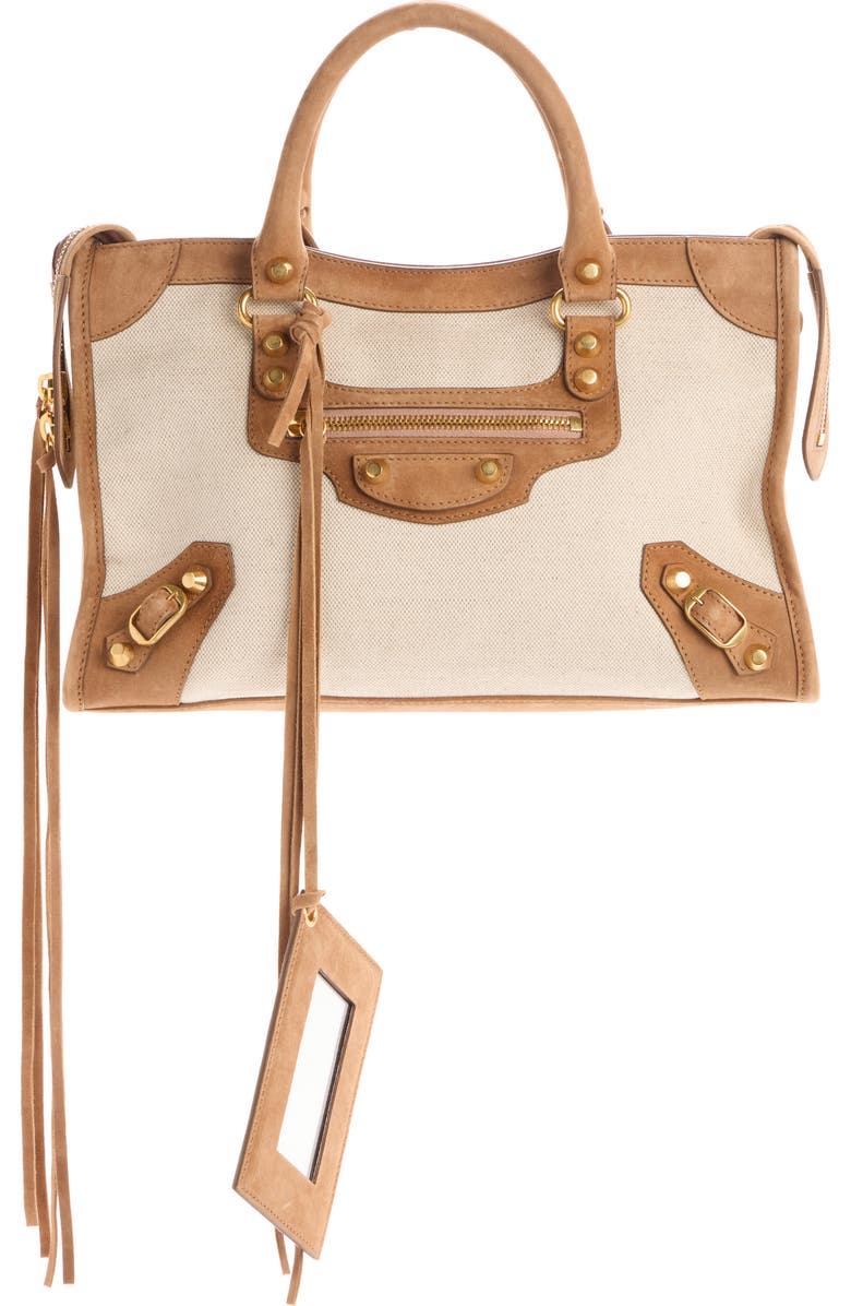 Balenciaga Small Le City Canvas & Leather Bag, Main, color, 9226 Natural/ Camel