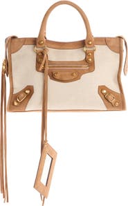 Balenciaga Small Le City Canvas & Leather Bag