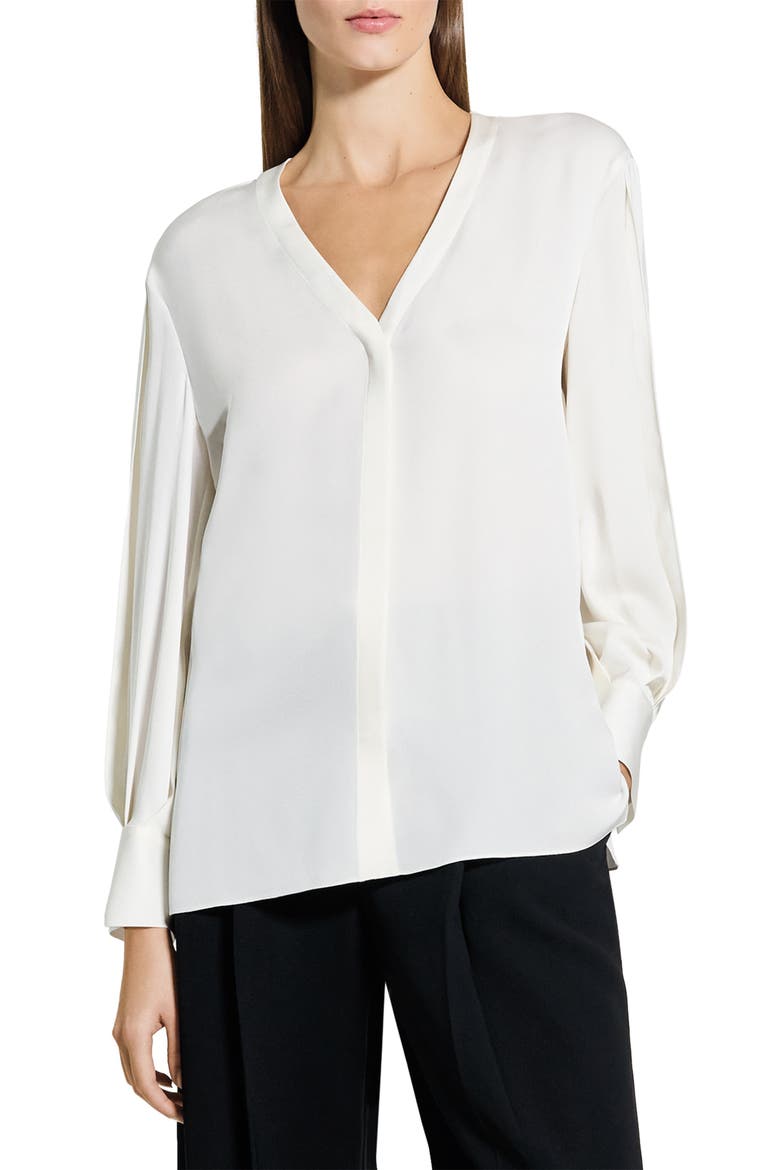 Woven Silk Shirt, Main, color, IVORY
