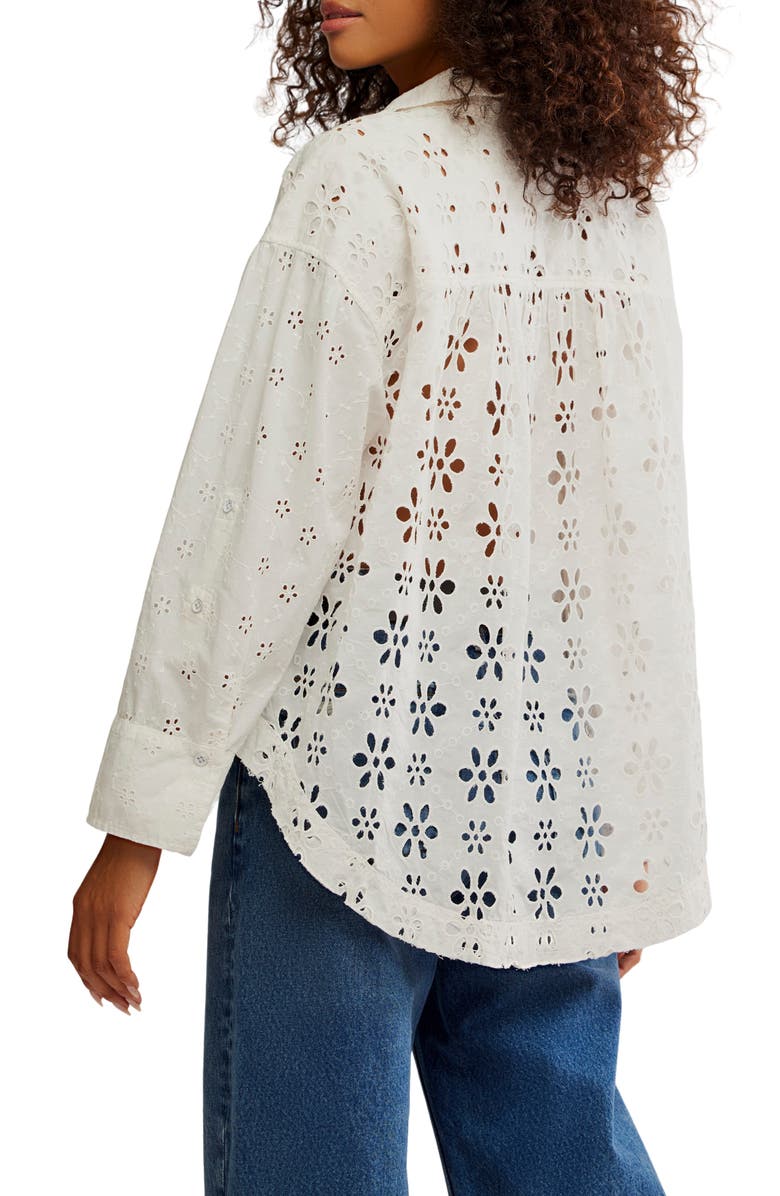 Free People Mae Eyelet Button-Up Shirt, Alternate, color, Ecru Wash