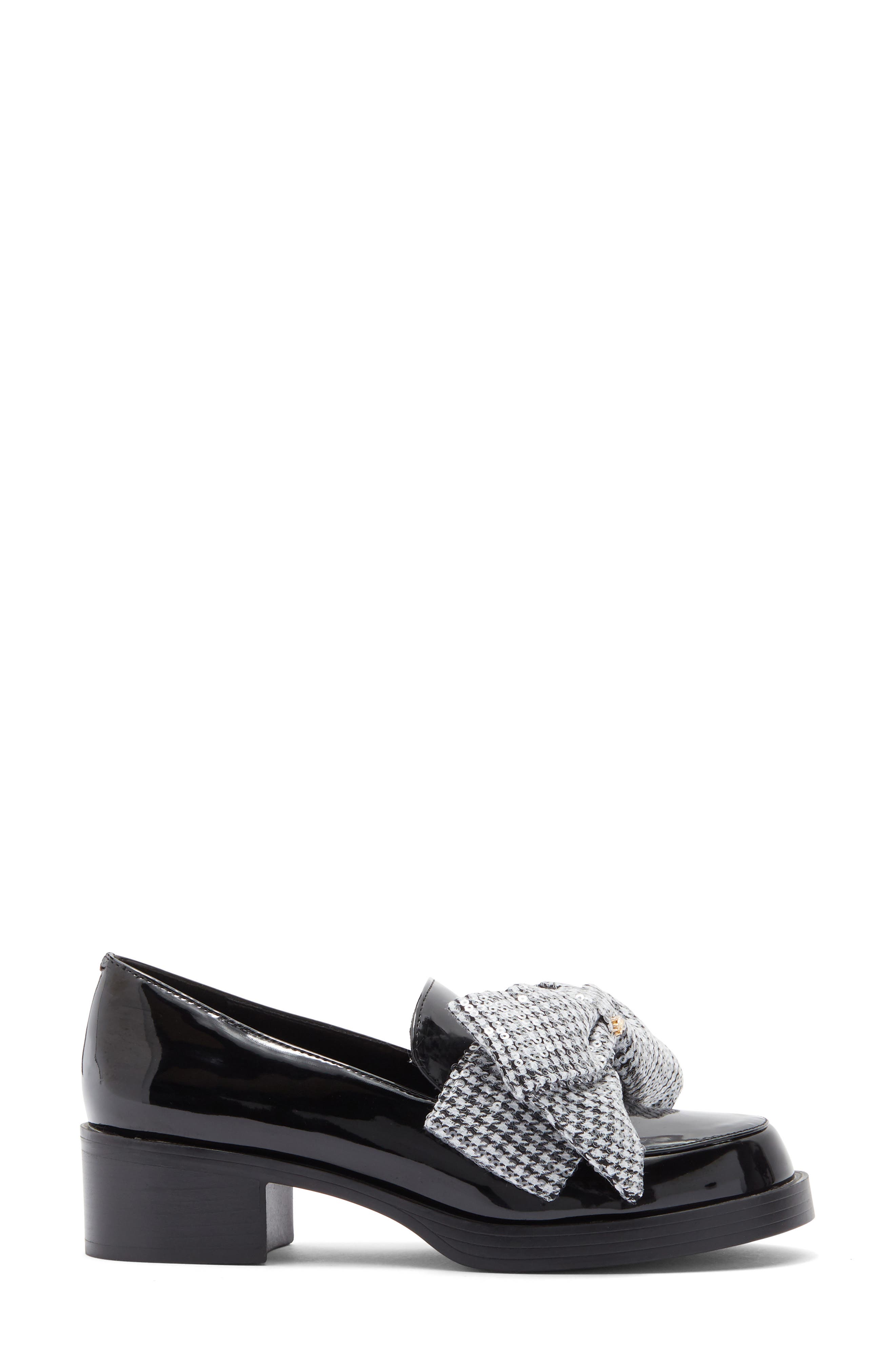 KARL LAGERFELD PARIS Camilia Bow Loafer, Alternate, color, Black/ White