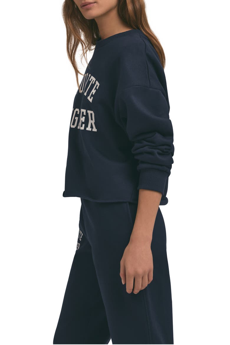 Cropped Collegiate Sweatshirt, Alternate, color, NAVY/WHITE