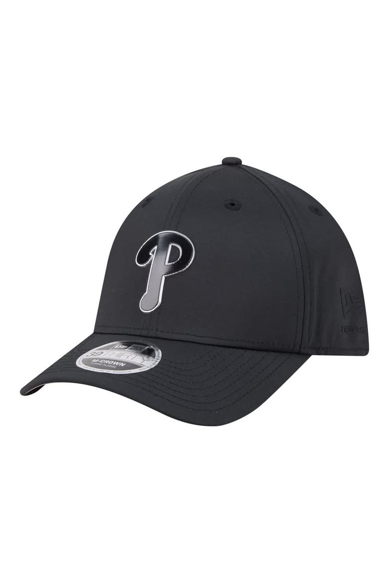 Men's New Era  Black Philadelphia Phillies Metallic 39THIRTY M-Crown Flex Hat, Alternate, color, Black
