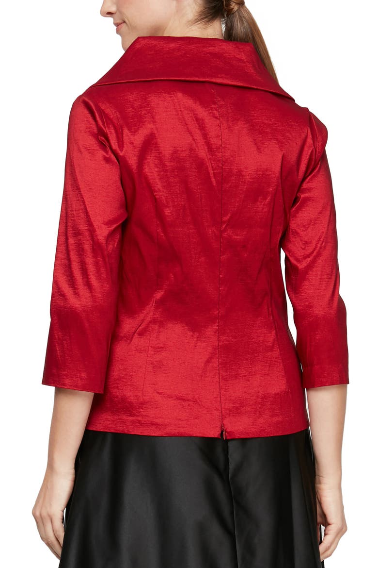 Tie Waist Brushed Satin Top, Alternate, color, RED
