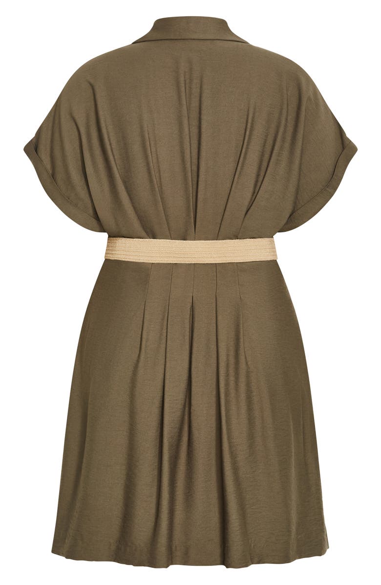 City Chic Jade Belted Shirtdress, Alternate, color, Khaki