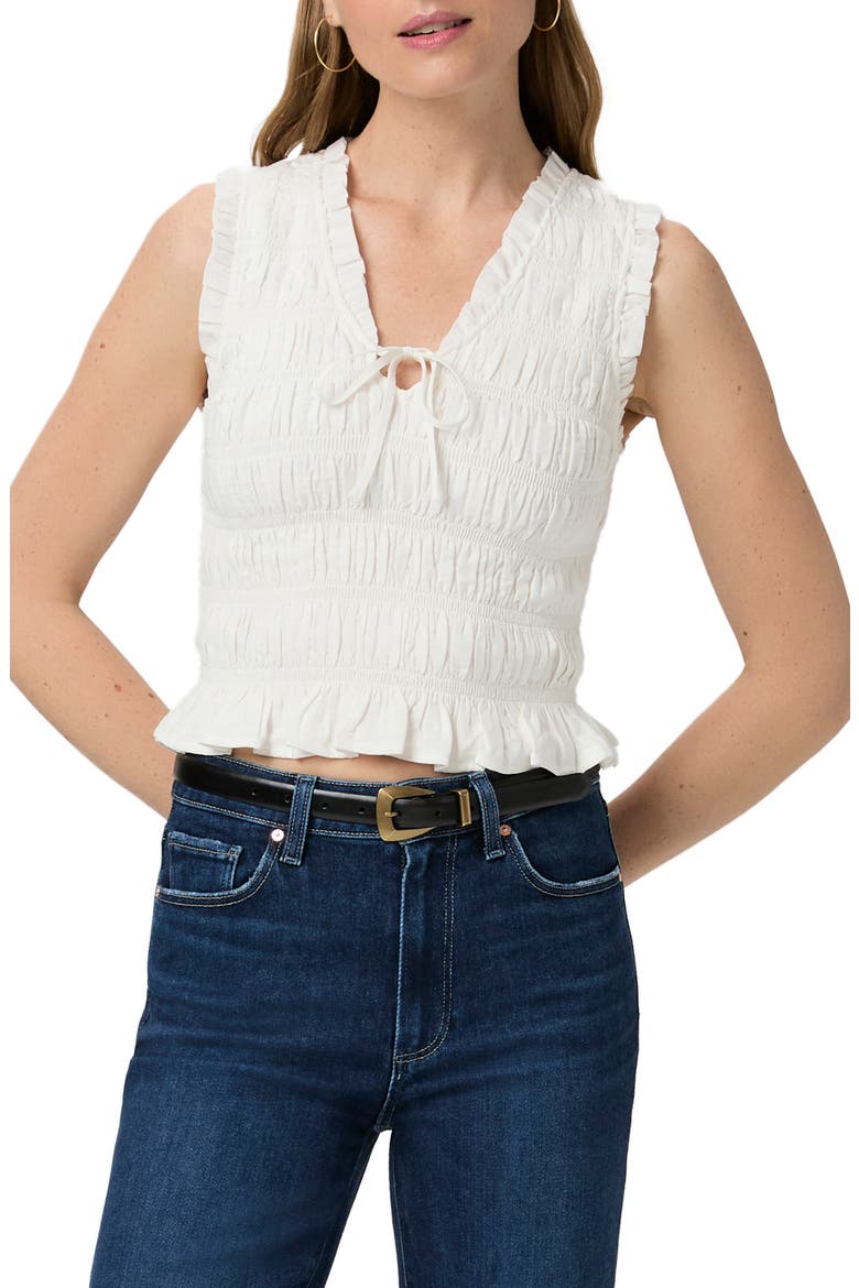 Devi Shirred Crop Tank, Main, color, WHITE