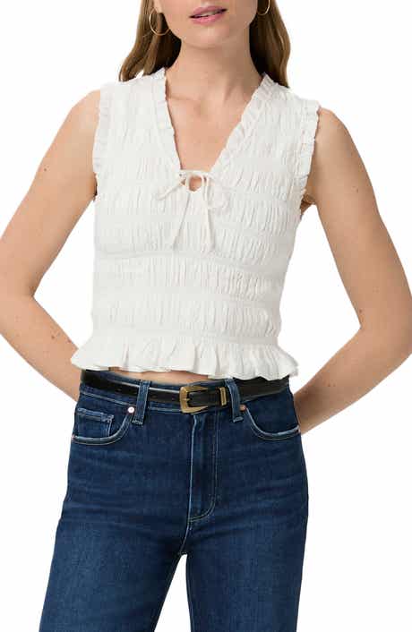 PAIGE Devi Shirred Crop Tank