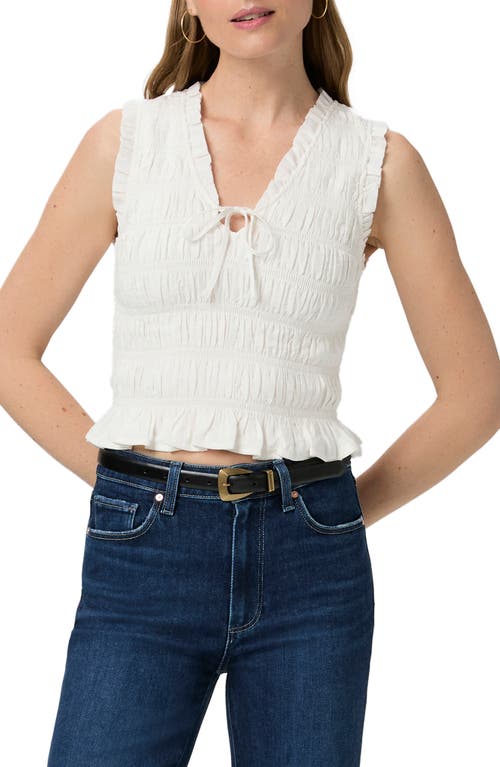 Paige Womens Devi Shirred Cotton-blend Top White In White