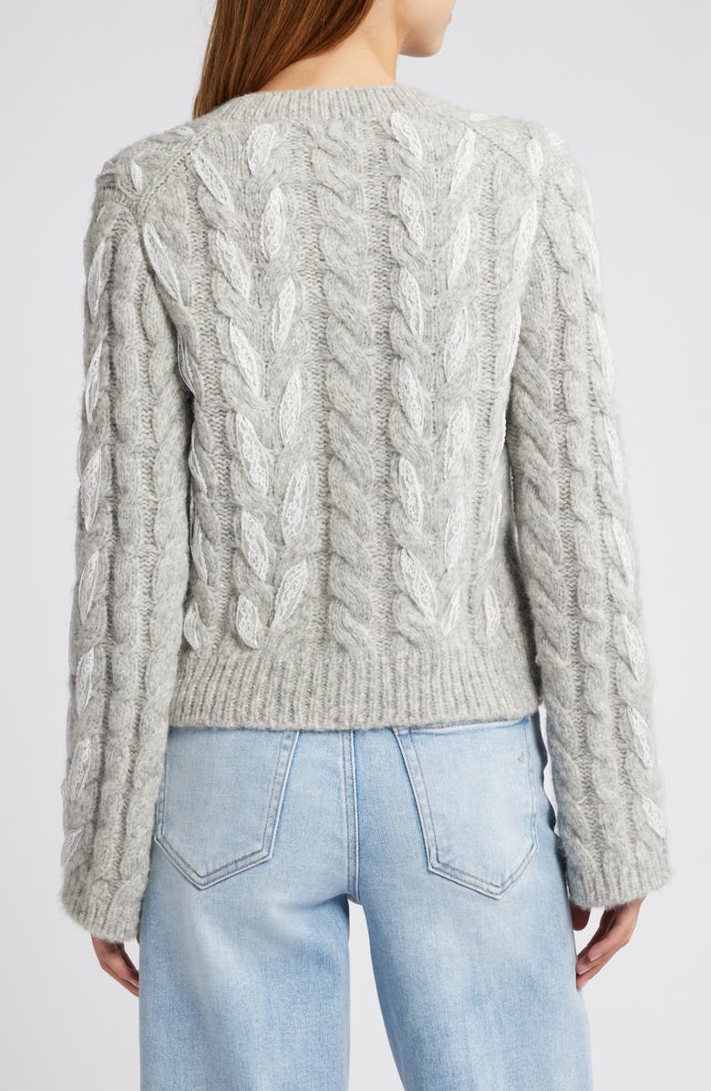 LoveShackFancy Louella Cable Knit Cardigan, Alternate, color, 