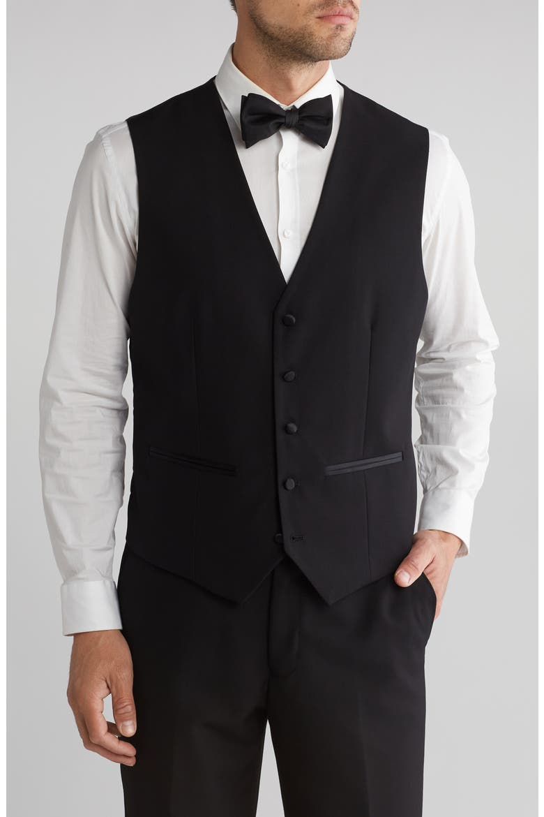 Slim Fit Satin Peak Lapel 3-Piece Tuxedo, Alternate, color, RED