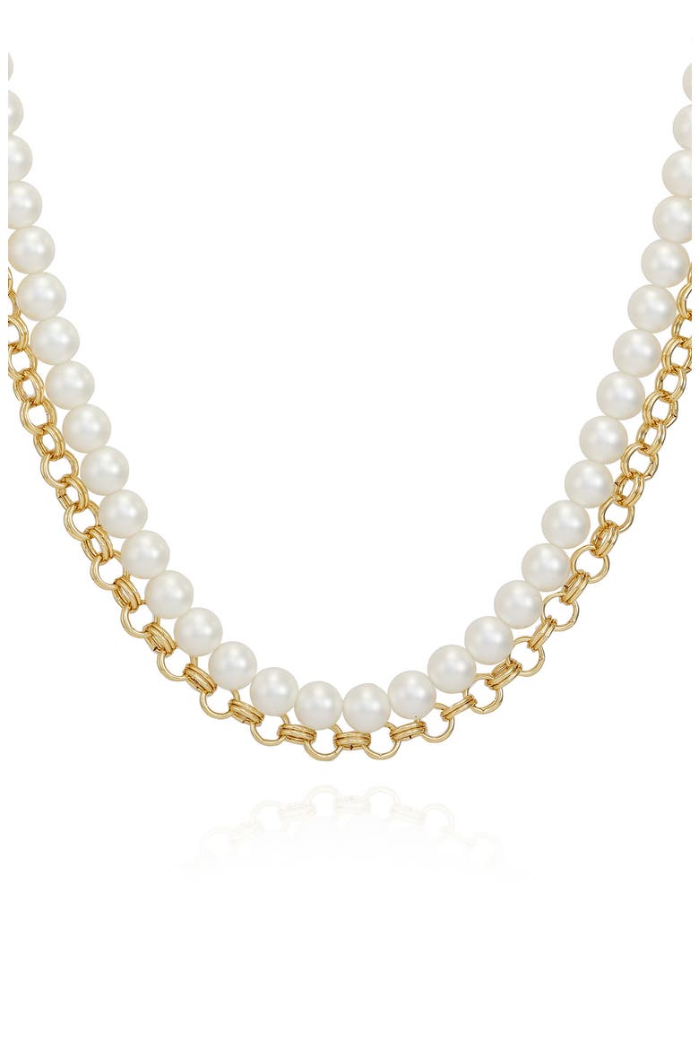 Imitation Pearl Layered Necklace, Main, color, GOLD TONE