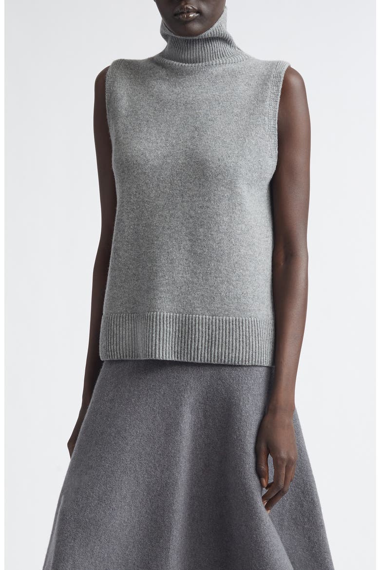 The Bruno Sleeveless Virgin Wool Turtleneck Sweater, Alternate, color, HEATHER GREY