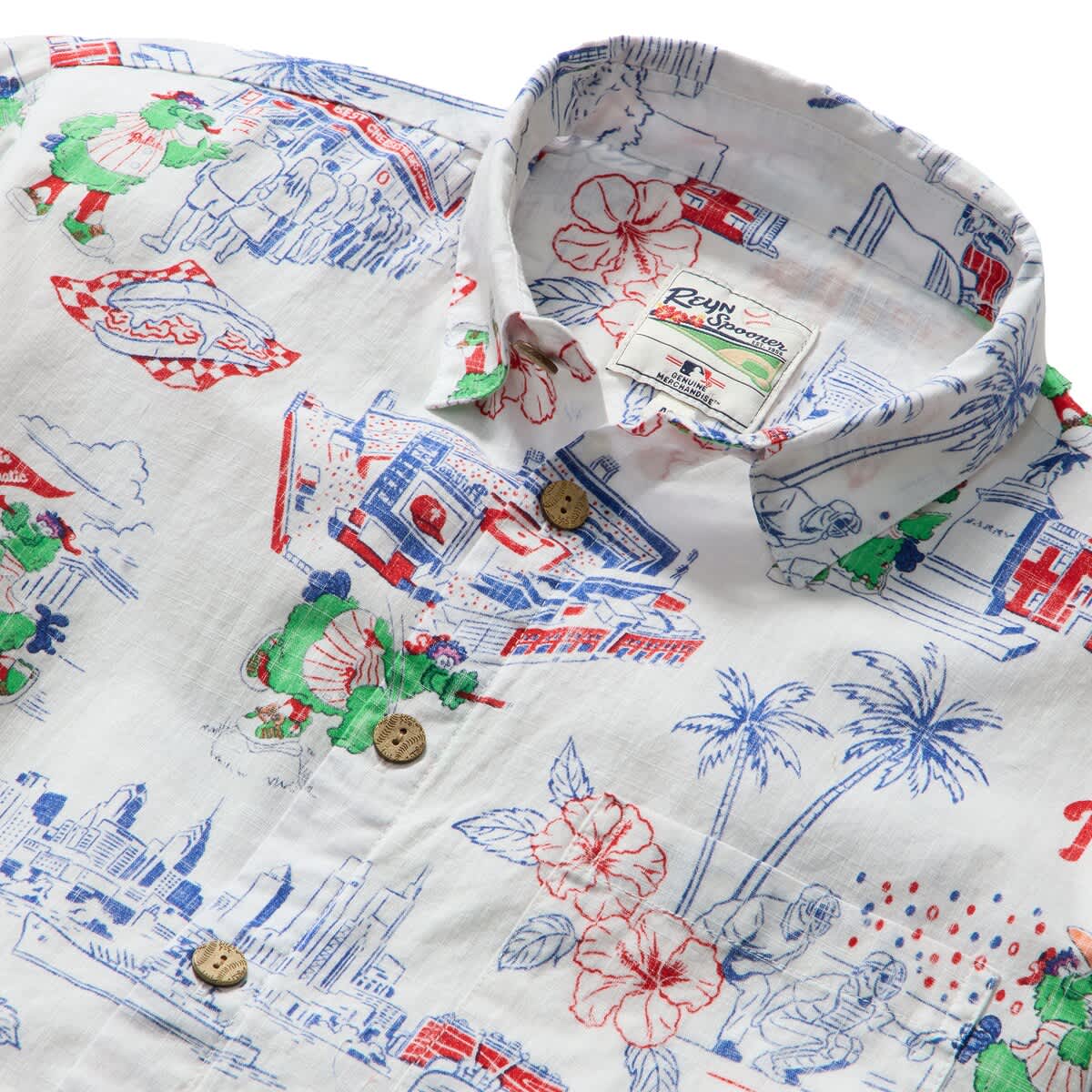 Men'sReyn Spooner  White Philadelphia Phillies Scenic Tri-Blend Button-Down Shirt - image 2