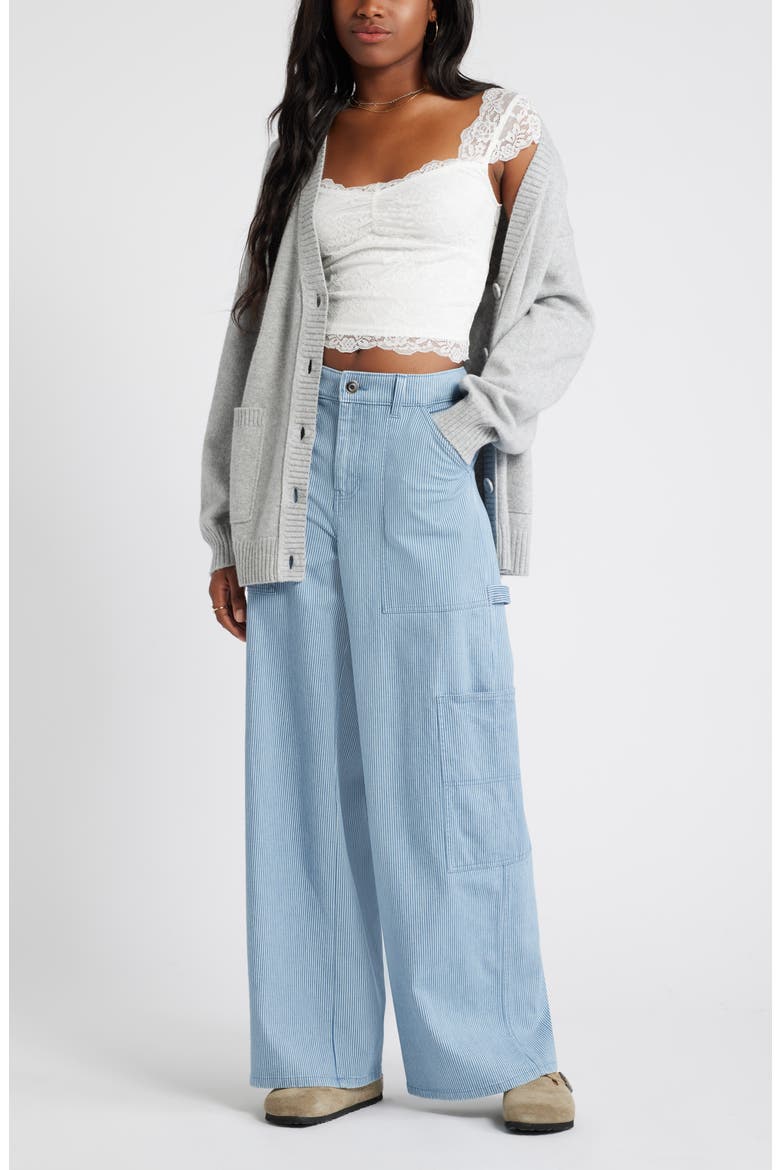 Workwear Stripe Wide Leg Jeans, Alternate, color, NAVY WORKWEAR STRIPE