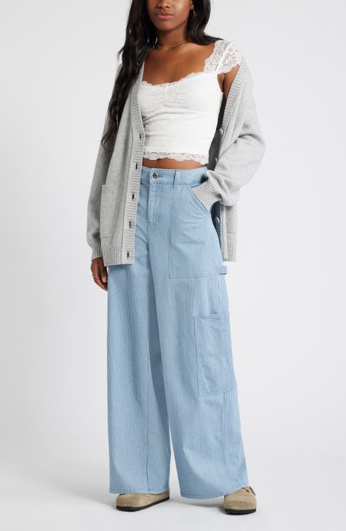 Bp. Workwear Stripe Wide Leg Jeans In Navy Workwear Stripe