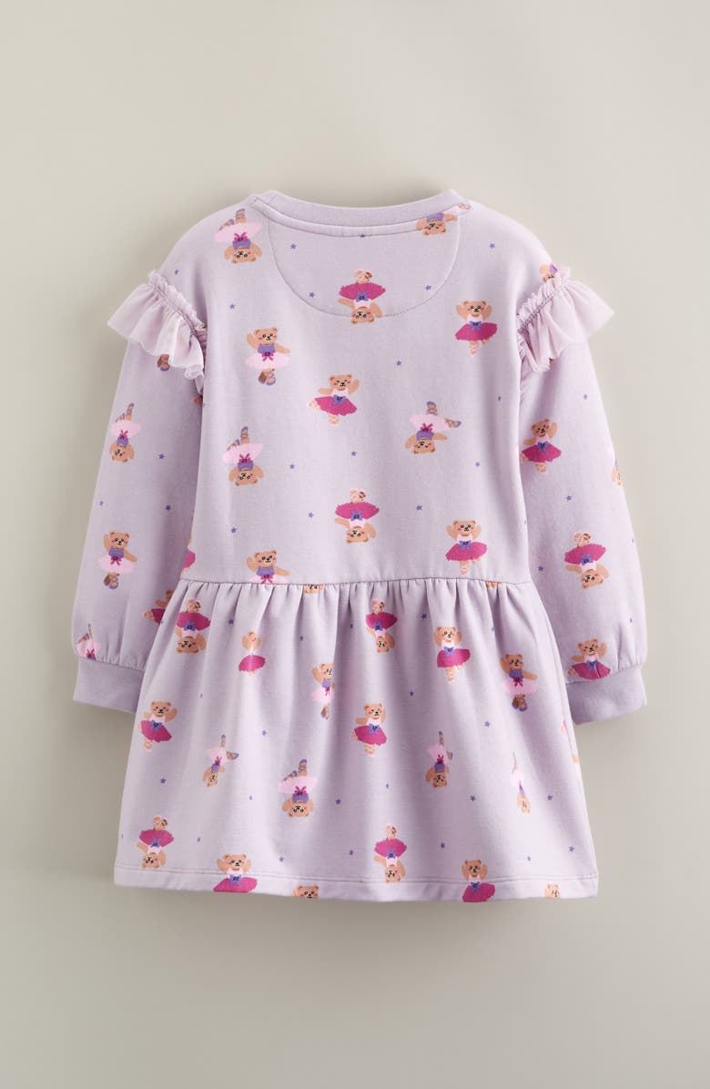 Tucker + Tate Kids' Ruffle Long Sleeve Stretch Cotton Blend Sweatshirt Dress, Alternate, color, Purple Petal Ballerina Bears