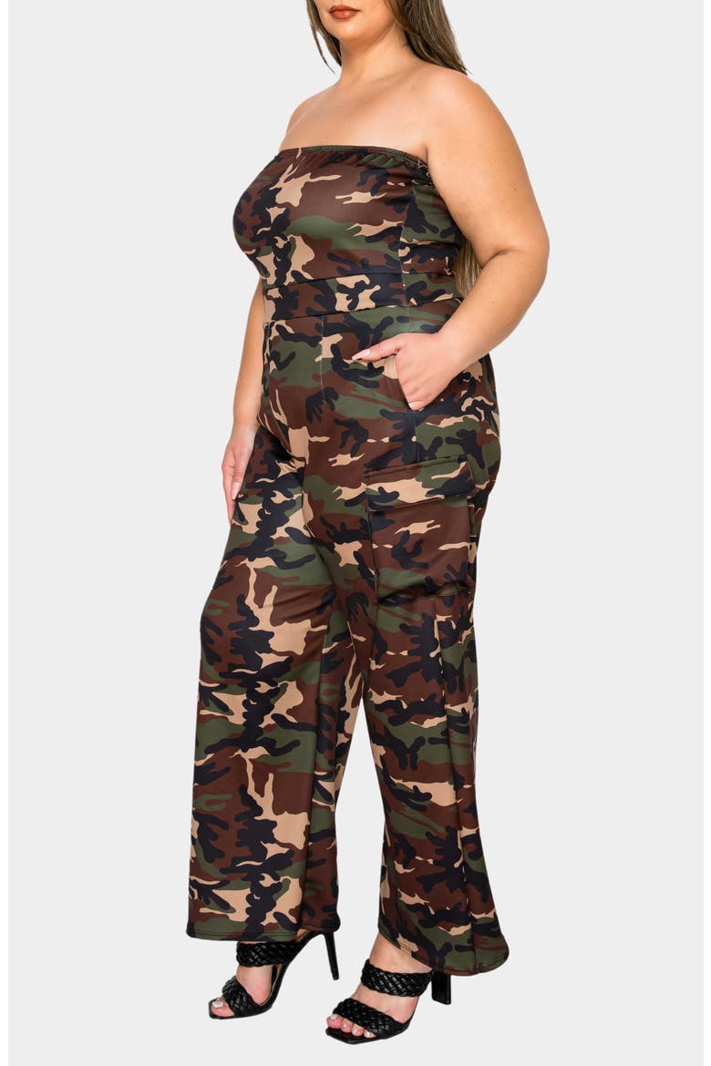 Freya Cargo Strapless Cargo Jumpsuit, Alternate, color, CAMO