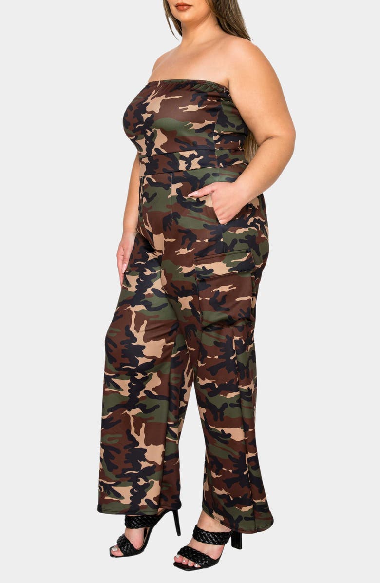 L I V D Freya Cargo Strapless Cargo Jumpsuit, Alternate, color, Camo