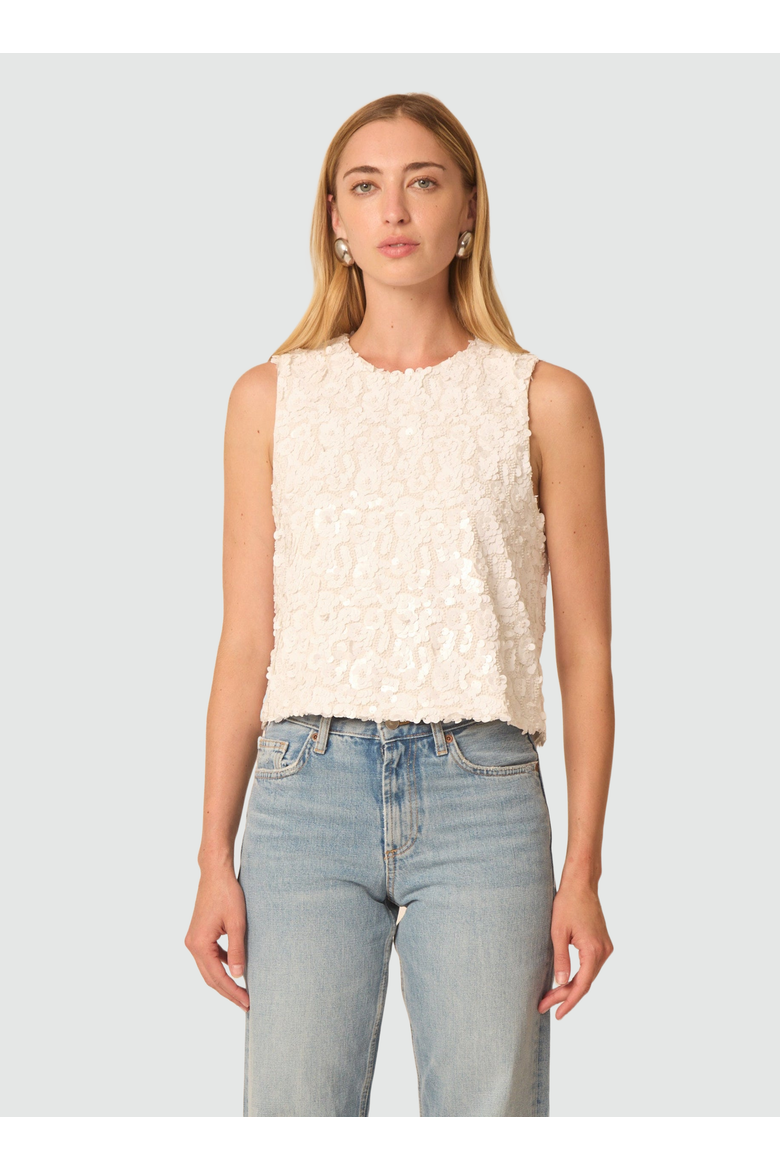 Piper Top, Main, color, White floral beading