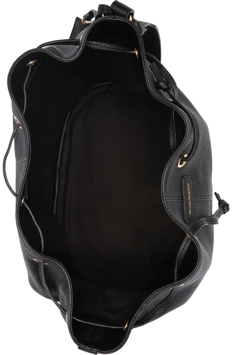 McQueen Padlock Skull Leather Bucket Bag, Alternate, color,