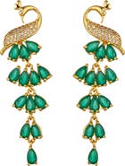EYE CANDY LOS ANGELES Mona 18K Gold Plated Cubic Zirconia Peacock Drop Earrings